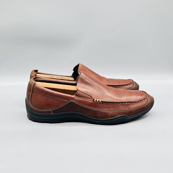 Cole Haan Shoes Mens 10 Brown Leather Vtg Air Moc Toe Slip On Loafers Casual main image 6